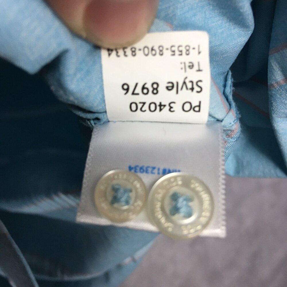 Southern Tide Mens Shirt size XL Button Up Short Sleeve‎ Blue Striped Stretch - Picture 8 of 15